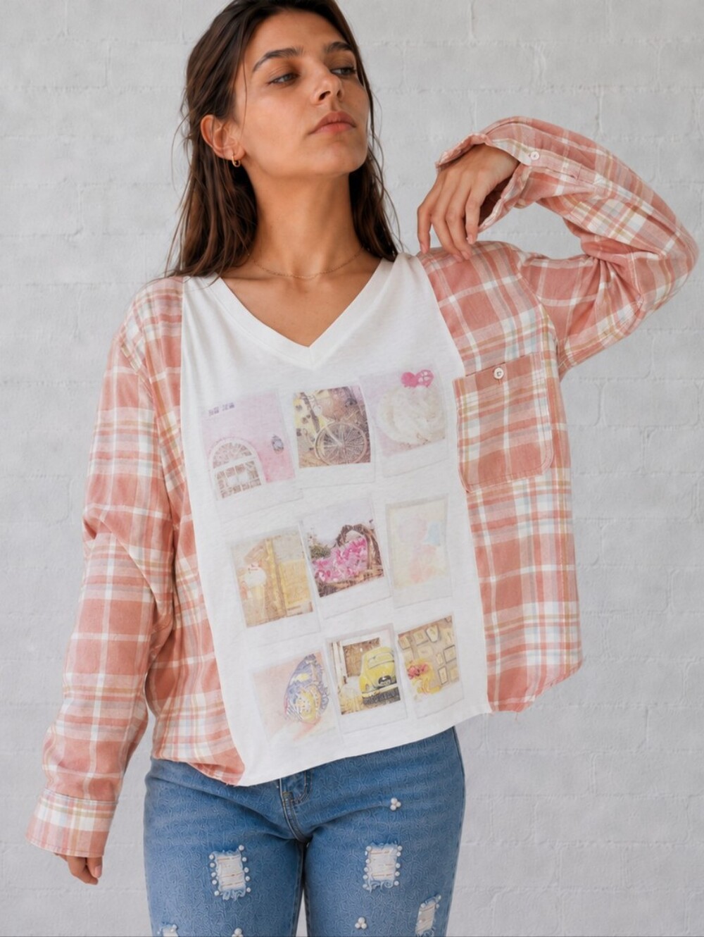 Upcycled- Soft Summer Polaroid Campfire Tee